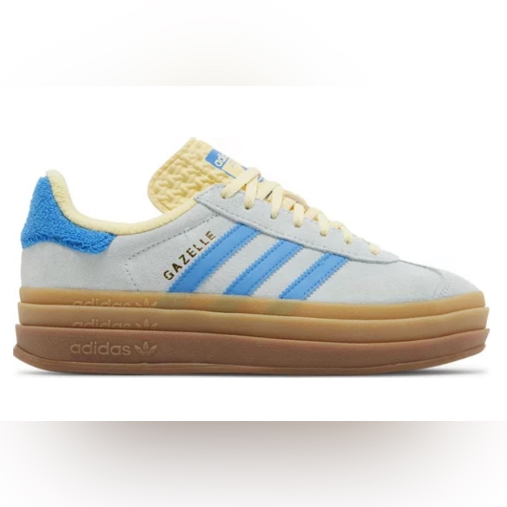 Adidas Gazelle bold shoes size 8 almost blue yellow sneakers, new in box